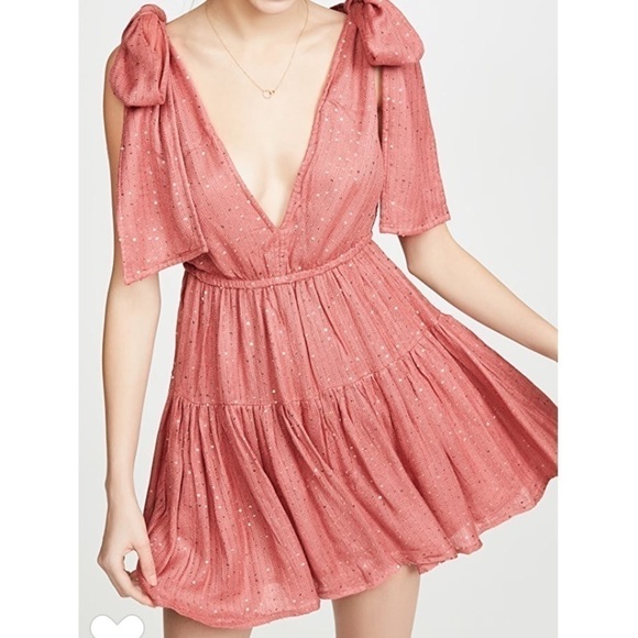 Sundress Revolve Fanya Pink Shimmer Mini Dress Womens Medium - Picture 1 of 7